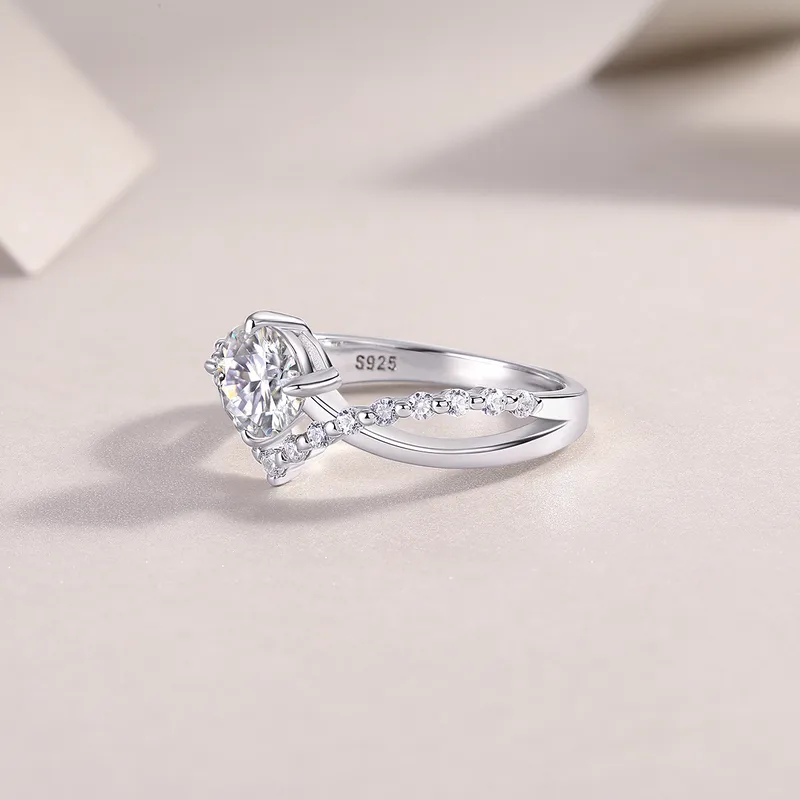 1.48CT Moissanite Geometric Rings- 925 Sterling Silver, GRA Certified