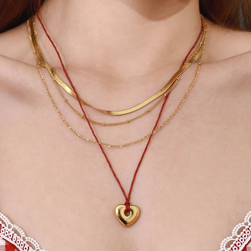 Casual Triple Layer Necklace - 18K Gold Plated 316 Stainless Steel