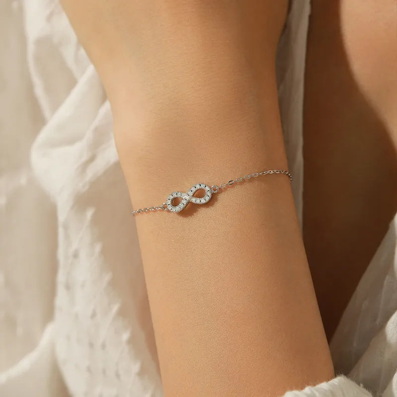 .21CT Moissanite Infinity Bracelets - 925 Sterling Silver ; Rhodium Plated, GRA Certified