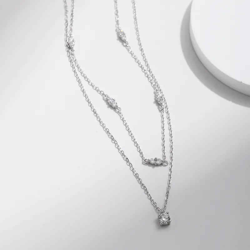 0.3ct Moissanite 925 Sterling Silver Round Cut Necklace ;Rhodium Plated, GRA Certified