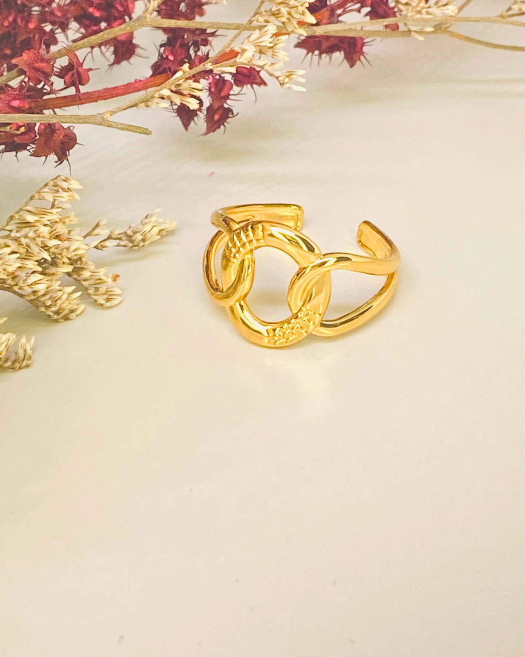 Triple Loop Adjustable Ring - 18K Gold Plated 316L Stainless Steel