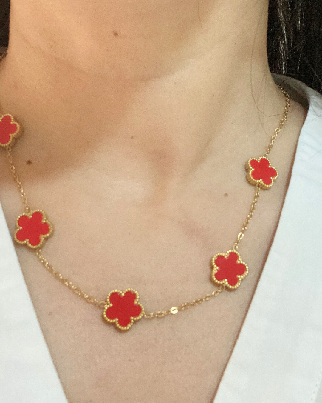 18K Gold Plated Titanium Steel Elegant Flower Jewelry Set