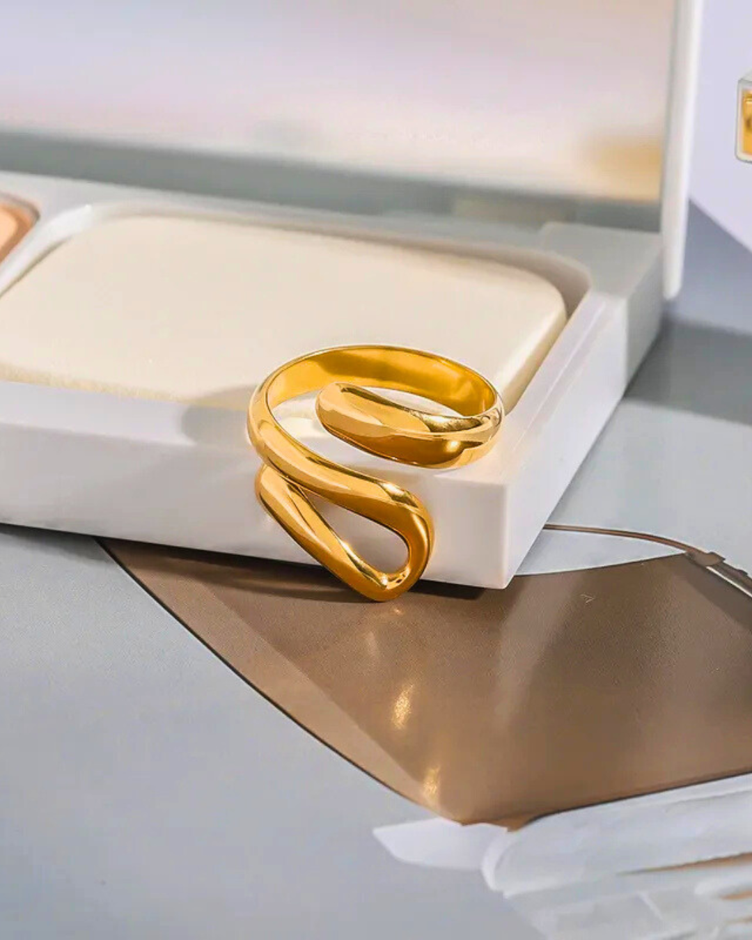 Chunky Spiral Adjustable Ring - 18K Gold Plated 316L Stainless Steel