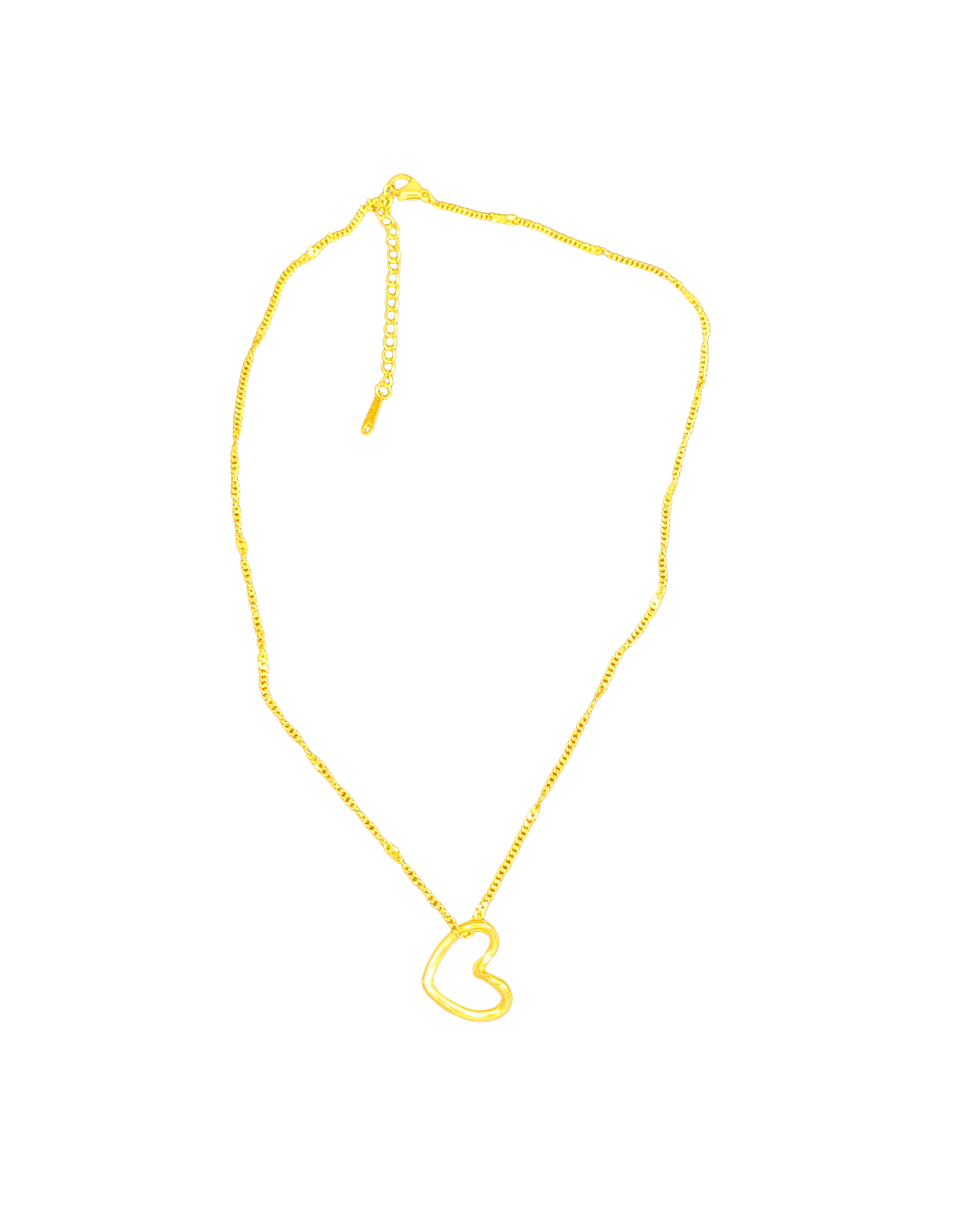 Heart Shape Pendant Necklace - 18K Gold Plated 316 Stainless Steel - Cuban Chain