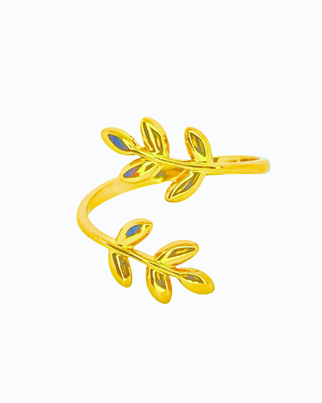 Minimalist Olive Leaf Adjustable Ring - 18K Gold Plated 316L Stainless Steel