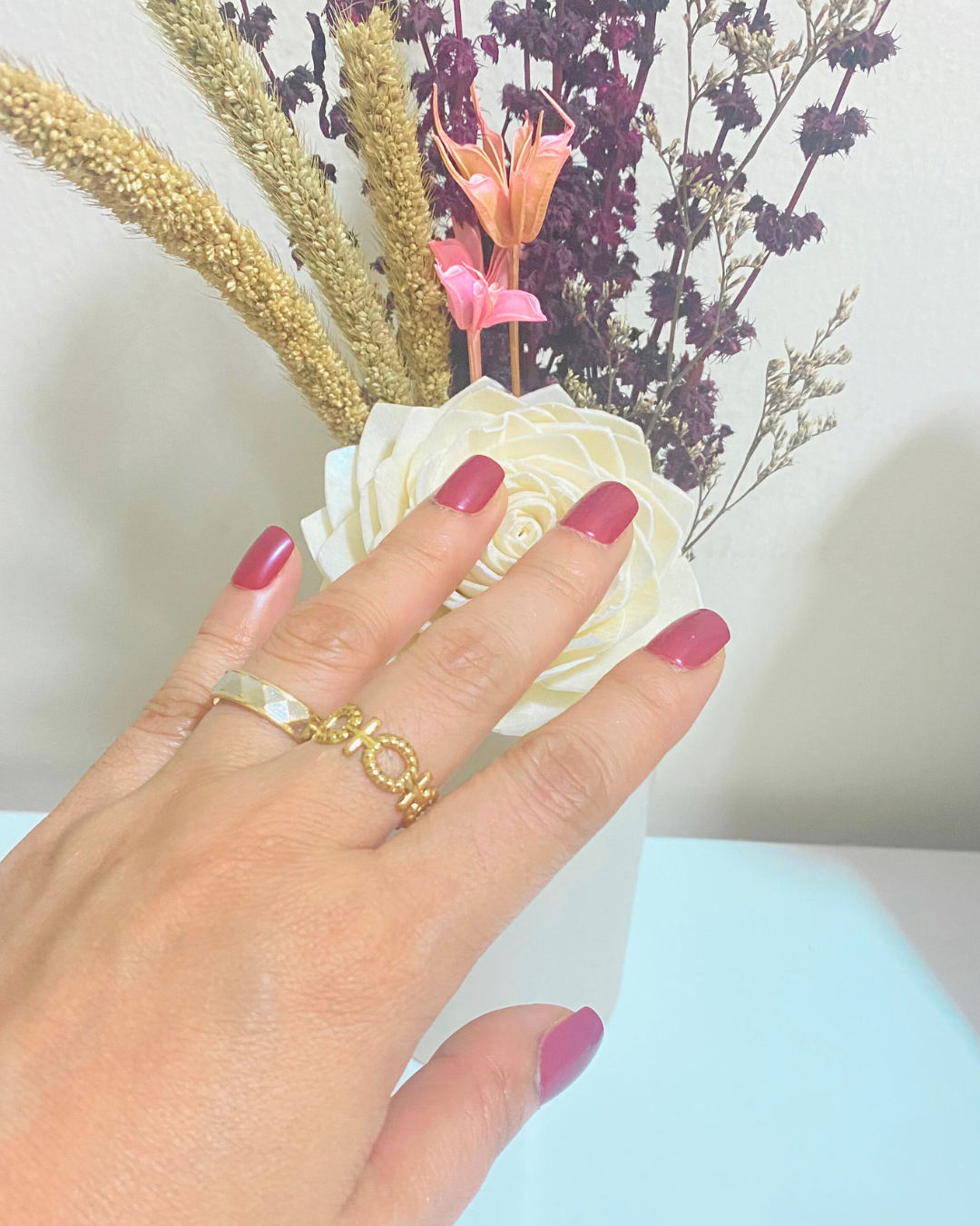 Geometric Cross / Round Adjustable Ring - 18K Gold Plated 316L Stainless Steel
