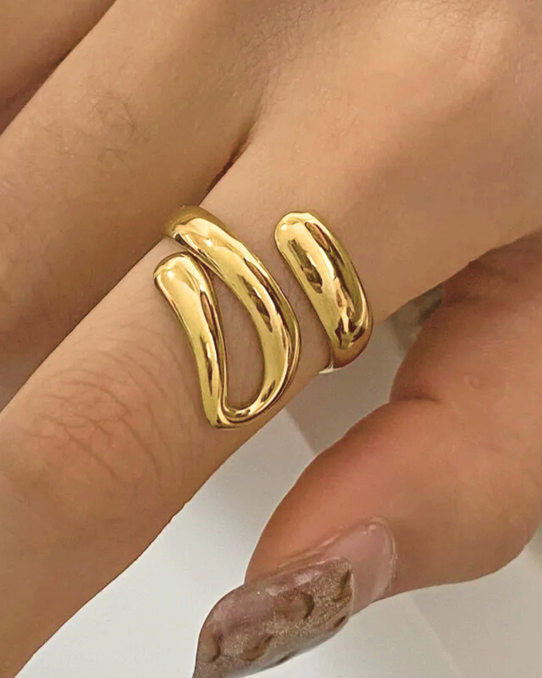 Chunky Spiral Adjustable Ring - 18K Gold Plated 316L Stainless Steel
