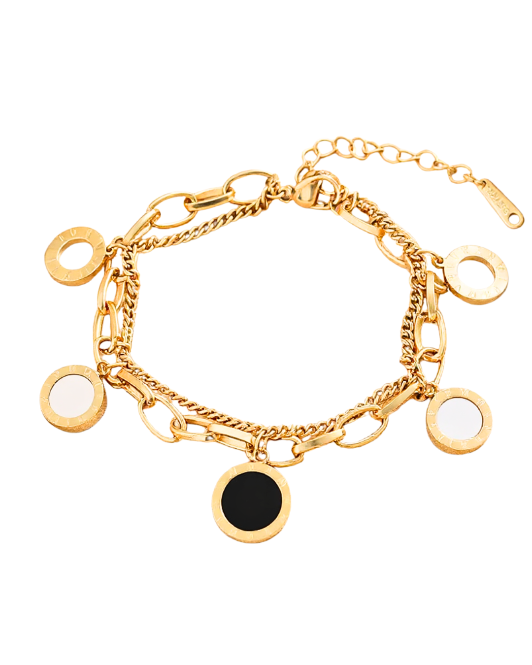Bulgari-Inspired Pearl Inlay Charm Paperclip Chain Bracelet - 18K Gold Plated Titanium Steel
