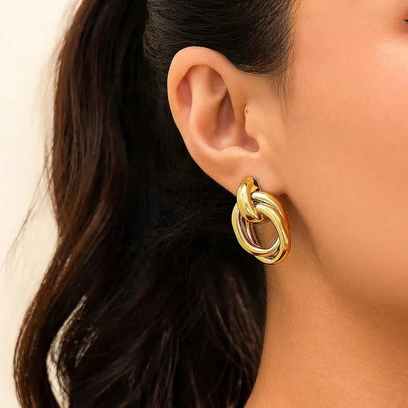 Chic Door Knocker Stud Earrings - 18K Gold Plated 316L Stainless Steel