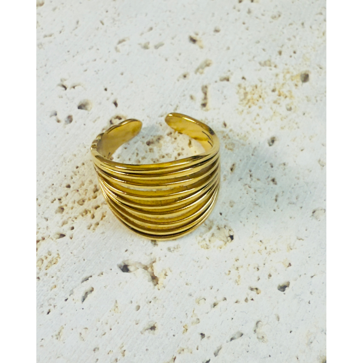 French Chic Matte Monogram Adjustable Ring β 18K Gold Plated 316L Stainless Steel