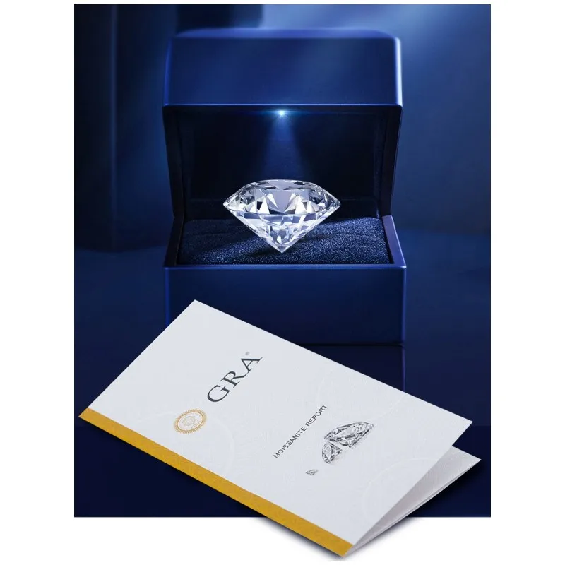 .5ct Moissanite 925 Sterling Silver Round Brilliant Rings, Rhodium Plated, GRA Certified