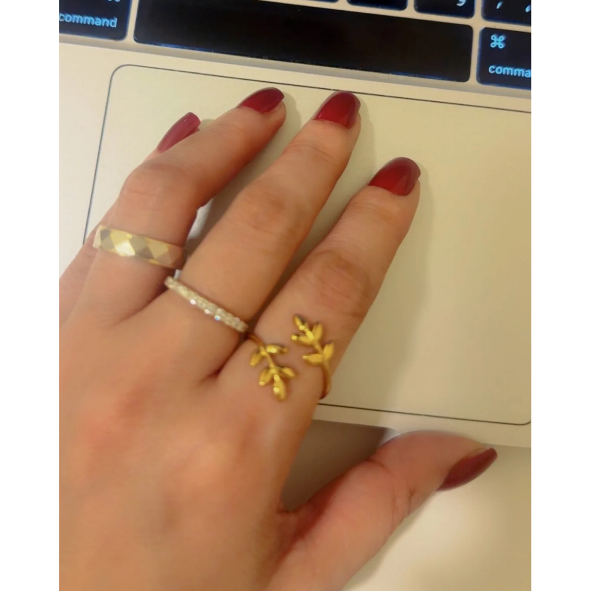 Minimalist Olive Leaf Adjustable Ring β 18K Gold Plated 316L Stainless Steel