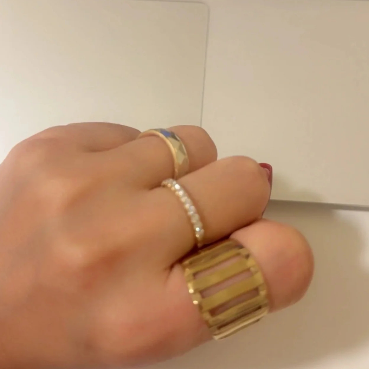 French Chic Matte Grooved Dome Adjustable Ring β 18K Gold Plated 316L Stainless Steel