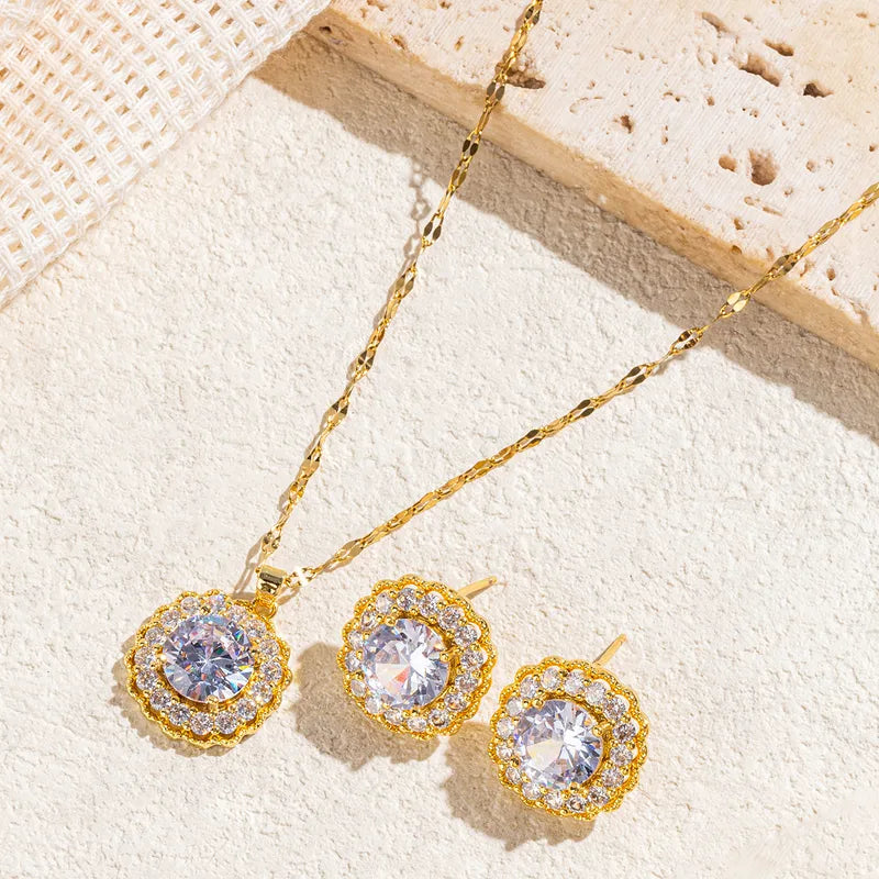 18K Gold Plated 316 Stainless Steel Elegant Geometric Jewelry Set for all Occasions
