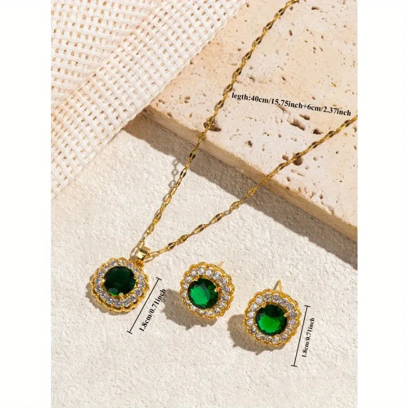 18K Gold Plated 316 Stainless Steel Elegant Geometric Jewelry Set for all Occasions