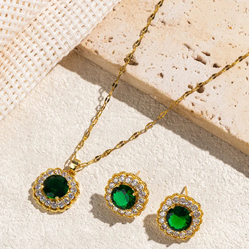 18K Gold Plated 316 Stainless Steel Elegant Geometric Jewelry Set for all Occasions