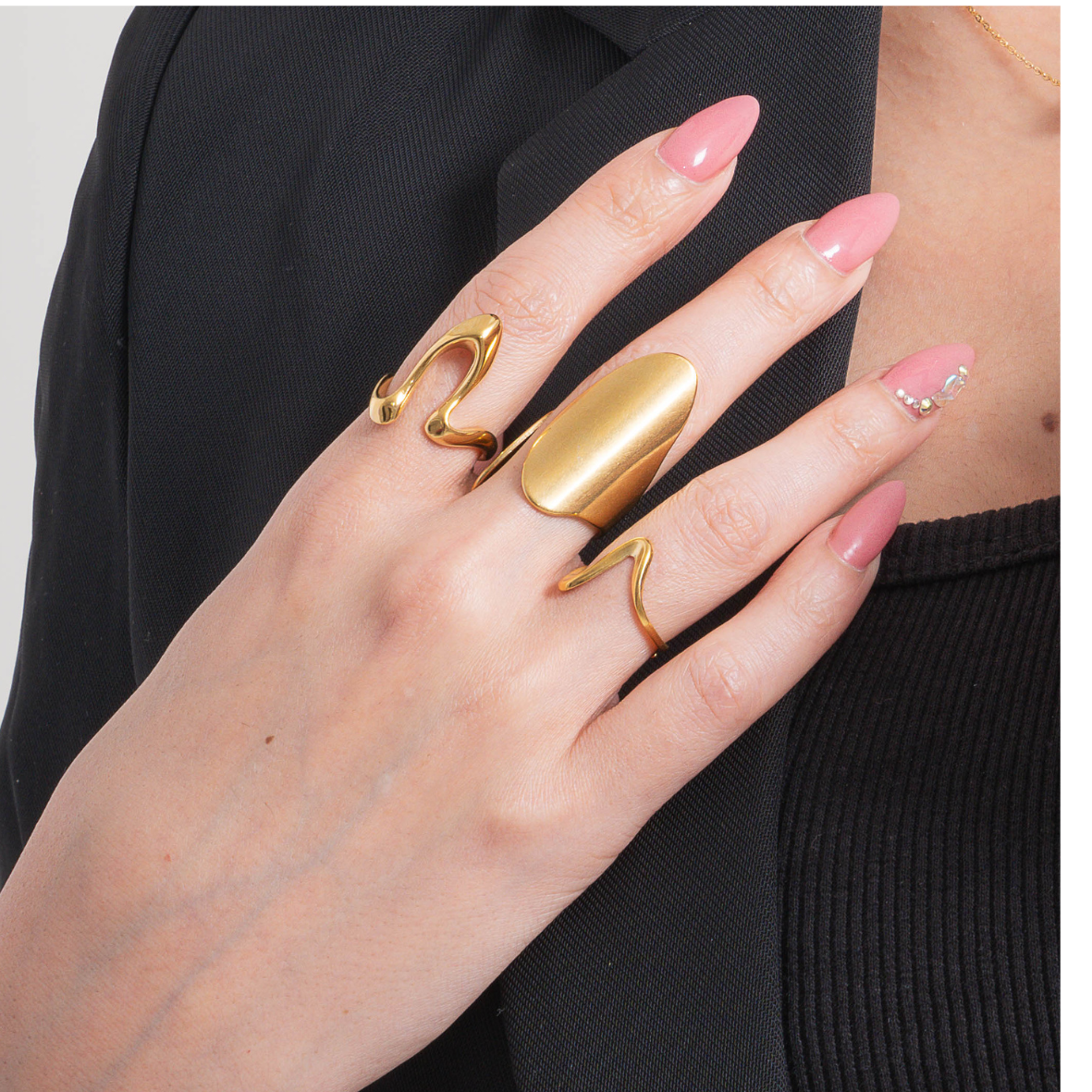 French Chic Matte Cleopatra Adjustable Ring β 18K Gold Plated 316L Stainless Steel