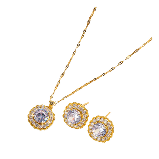 18K Gold Plated 316 Stainless Steel Elegant Geometric Jewelry Set for all Occasions