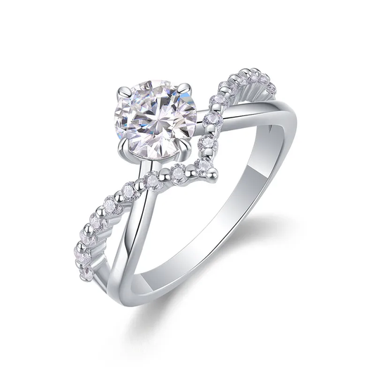 1.48CT Moissanite Geometric Rings- 925 Sterling Silver,  GRA Certified