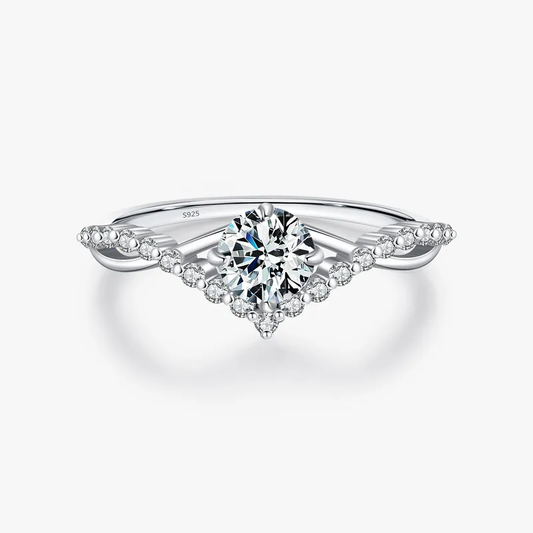 .5ct Moissanite 925 Sterling Silver  Round Brilliant Rings, Rhodium Plated, GRA Certified