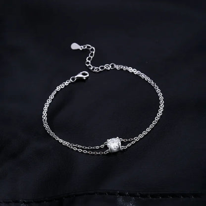 0.8Ct Moissanite 925 Sterling Silver Round Cut Bracelets ;Rhodium Plated, GRA Certified