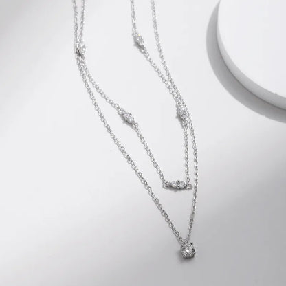 0.3ct Moissanite 925 Sterling Silver Round Cut Necklace ;Rhodium Plated, GRA Certified
