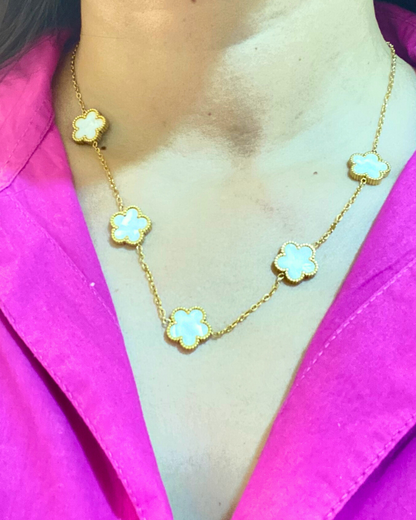18K Gold Plated Titanium Steel Elegant Flower Jewelry Set