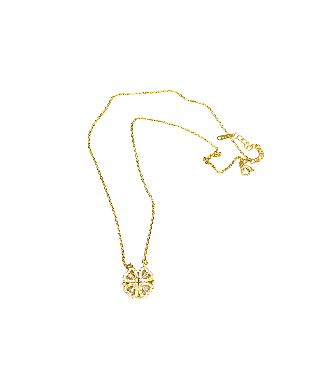 Four Hearts Reversible Shaped Pendant Necklace - 18K Gold Plated 316 Stainless Steel