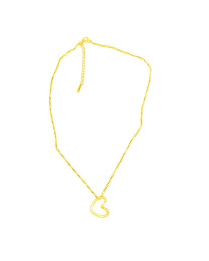 Heart Shape Pendant Necklace - 18K Gold Plated 316 Stainless Steel - Cuban Chain