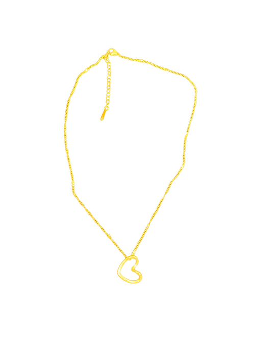 Heart Shape Pendant Necklace - 18K Gold Plated 316 Stainless Steel - Cuban Chain