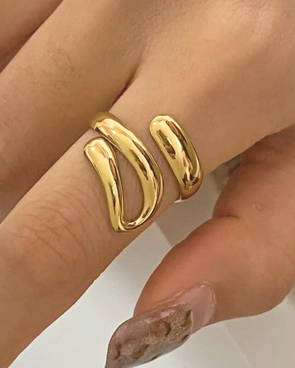 Chunky Spiral Adjustable Ring - 18K Gold Plated 316L Stainless Steel