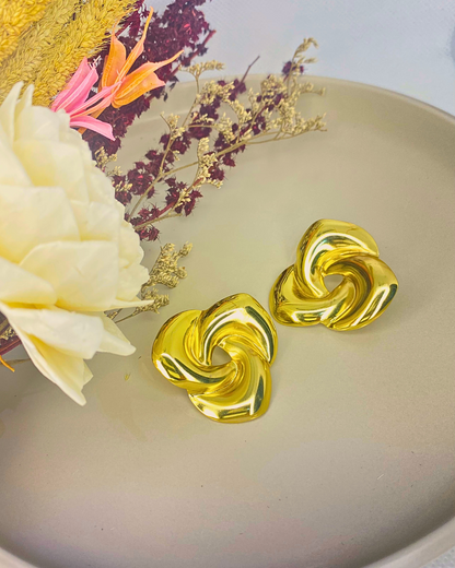 Chic Triple Twisted Gold Stud Earrings -  18K Gold Plated 316L Stainless Steel