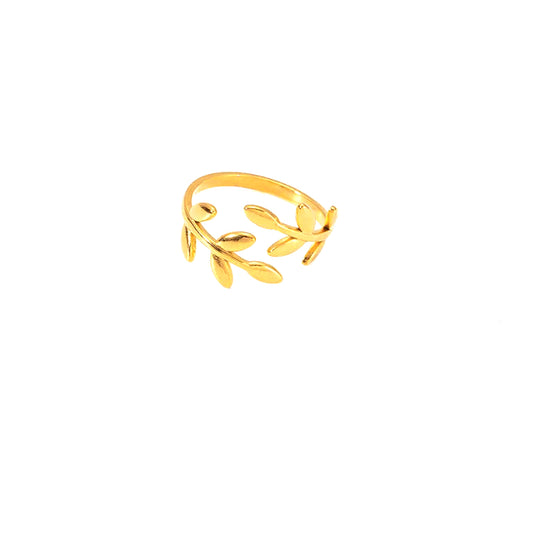 Minimalist Olive Leaf Adjustable Ring – 18K Gold Plated 316L Stainless Steel