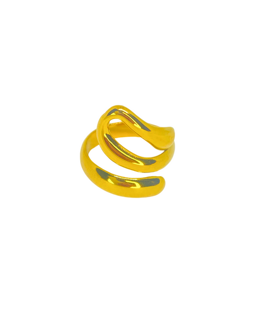 Chunky Spiral Adjustable Ring - 18K Gold Plated 316L Stainless Steel