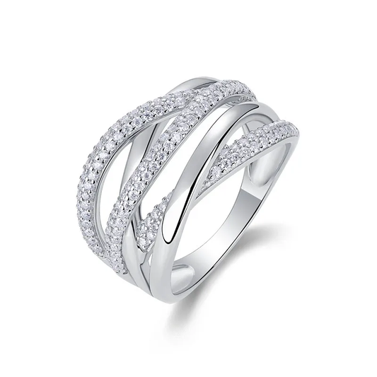 0.66ct Moissanite Geometric Ring – 925 Sterling Silver, GRA Certified, Brilliant Cut