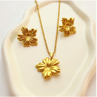 Blossom Necklace Set – 18K Gold Plated 304 Stainless Steel