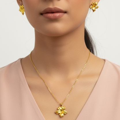 Blossom Necklace Set – 18K Gold Plated 304 Stainless Steel