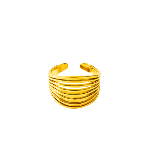 French Chic Matte Monogram Adjustable Ring – 18K Gold Plated 316L Stainless Steel