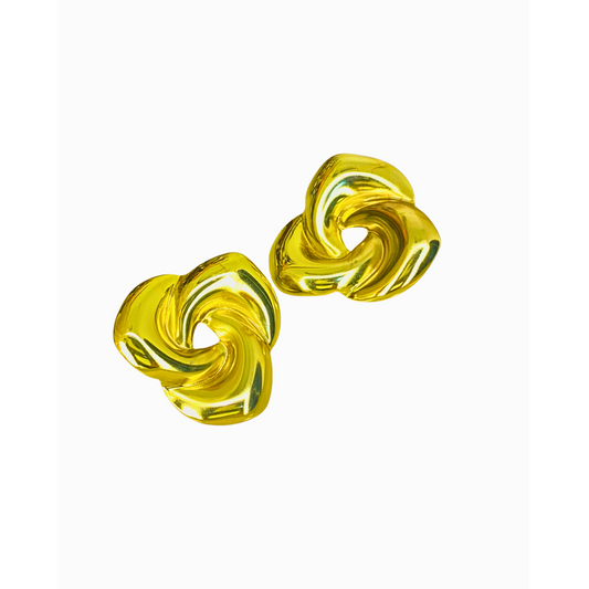 Bold Vogue Loop Twisted Gold Stud Earrings – 18K Gold Plated 316L Stainless Steel