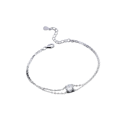 0.8Ct Moissanite 925 Sterling Silver Round Cut Bracelets ;Rhodium Plated, GRA Certified