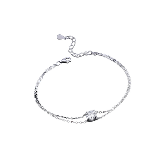 0.8Ct Moissanite 925 Sterling Silver Round Cut Bracelets ;Rhodium Plated, GRA Certified