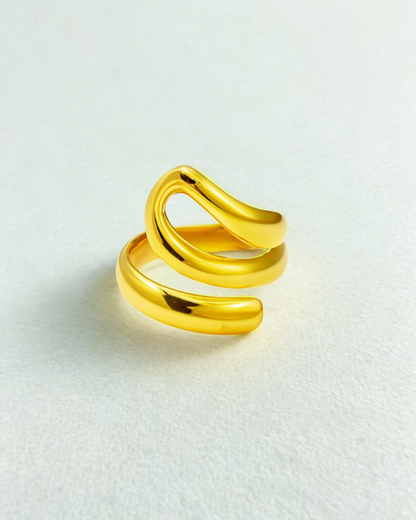 Chunky Spiral Chic Adjustable Ring – 18K Gold Plated 316L Stainless Steel
