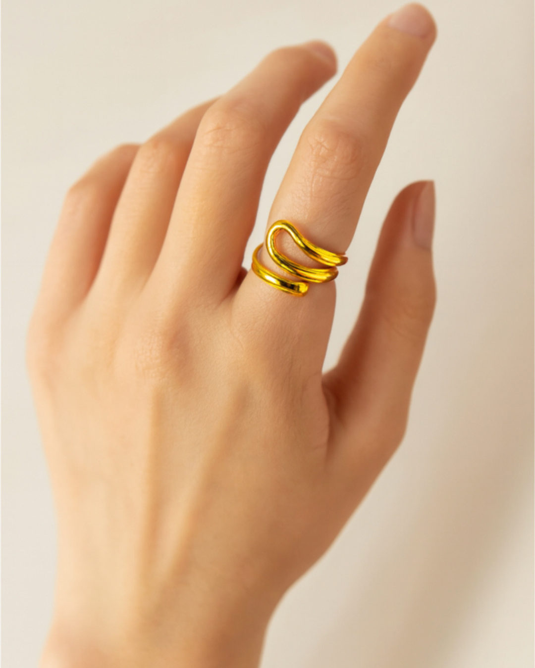 Chunky Spiral Chic Adjustable Ring – 18K Gold Plated 316L Stainless Steel