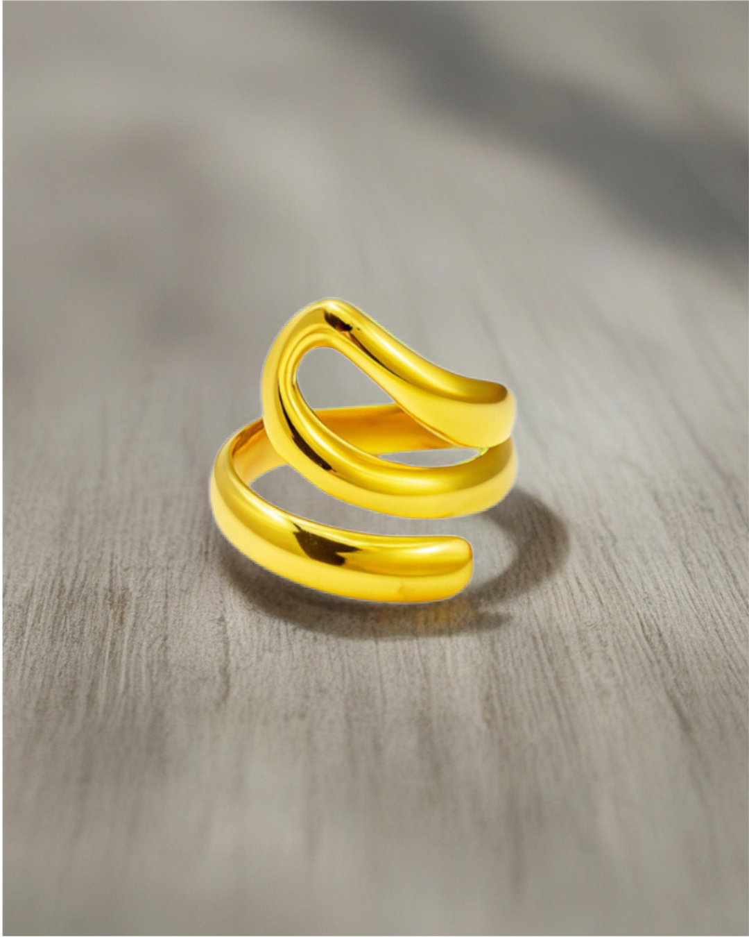 Chunky Spiral Chic Adjustable Ring – 18K Gold Plated 316L Stainless Steel