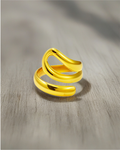 Chunky Spiral Chic Adjustable Ring – 18K Gold Plated 316L Stainless Steel