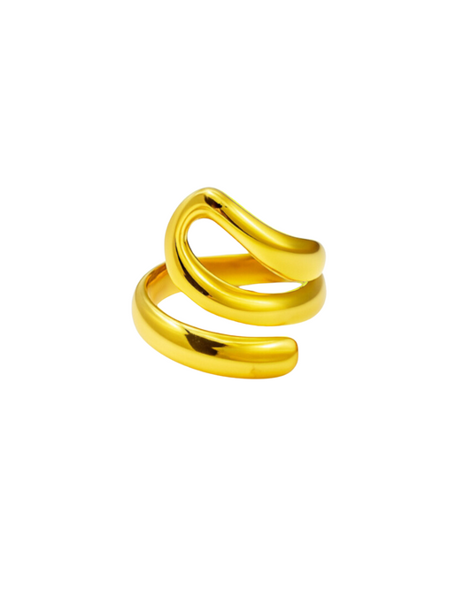 Chunky Spiral Chic Adjustable Ring – 18K Gold Plated 316L Stainless Steel