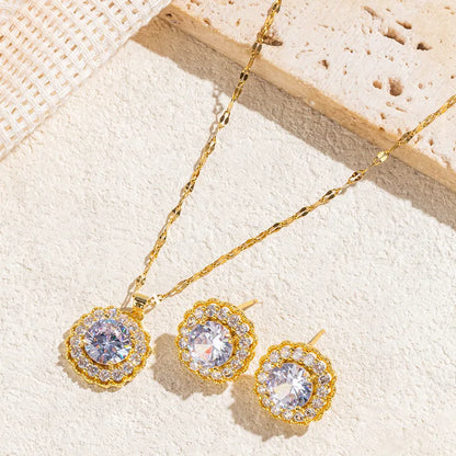 18K Gold Plated 316 Stainless Steel Elegant Geometric Jewelry Set for all Occasions