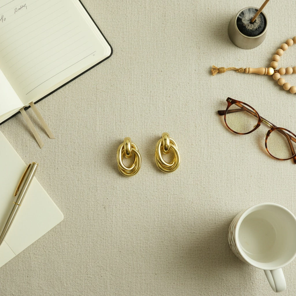 Chic Door Knocker Stud Earrings – 18K Gold Plated 316L Stainless Steel