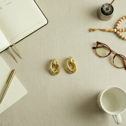 Chic Door Knocker Stud Earrings – 18K Gold Plated 316L Stainless Steel
