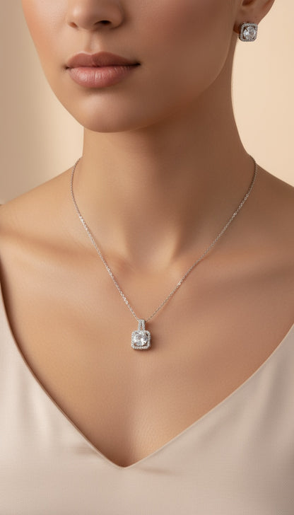 Luminous Square Zircon Jewelry Set – 18K Gold Plated 304 Stainless Steel